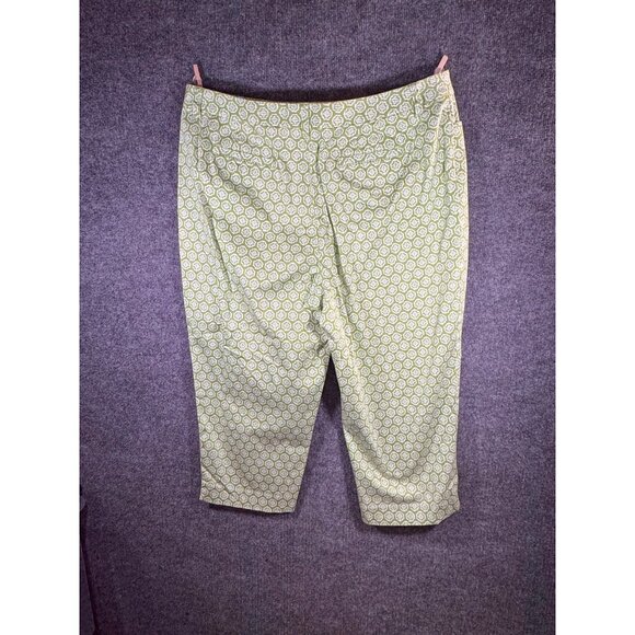 Talbots womens size 16 green and white stretch capri ankle trousers pant - Picture 16 of 16